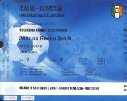 Billet Italie vs France du 8 septembre 2007