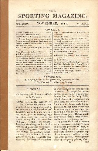 LIVRE « THE SPORTING MAGAZINE » NOVEMBER, 1811 (VOL. XXXIX)