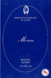 Programme officiel VIP du match France vs Écosse du 18 mars 1989