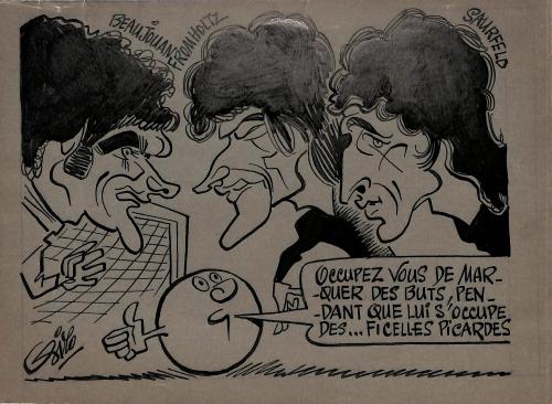 CARICATURE ORIGINALE DE BEAUJOUAN, FROMHOLTZ ET SAURFELD (AMIENS)