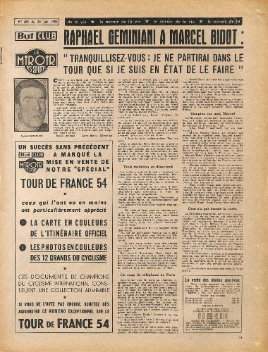 BUT ET CLUB LE MIROIR DES SPORTS SUPPLÉMENT AU N°465 DU 28 JUIN 1954