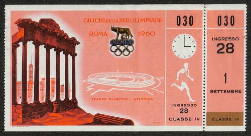 BILLET DES JEUX OLYMPIQUES DE ROME 1960 