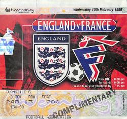 Billet Angleterre vs France du 10 février 1999