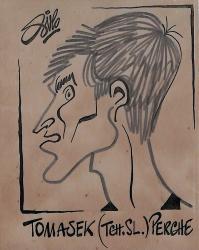 Caricature originale de Rudolf TOMASEK (TCH) Athlétisme