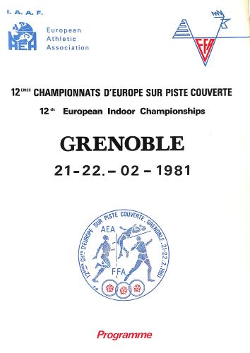 PROGRAMME OFFICIEL 12E CHAMPIONNATS D'EUROPE ATHLÉTISME 1981