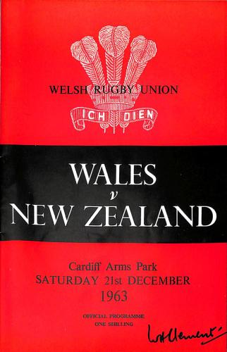 PROGRAMME OFFICIEL DU MATCH PAYS DE GALLES VS NOUVELLE-ZÉLANDE DU 21 DÉCEMBRE 1963
