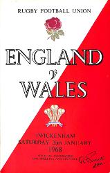 PROGRAMME OFFICIEL DU MATCH ANGLETERRE VS PAYS DE GALLES DU 20 JANVIER 1968