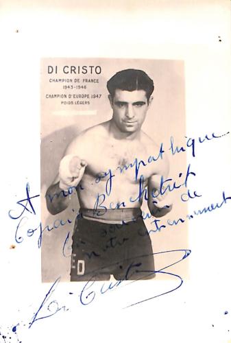 Carte photo dédicacée par Emile Di Cristo.