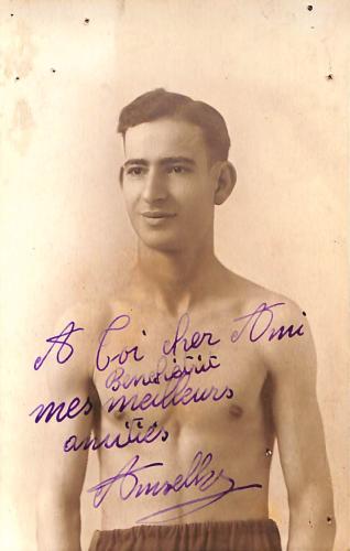 Carte postale dédicacée par un boxeur à déterminer.