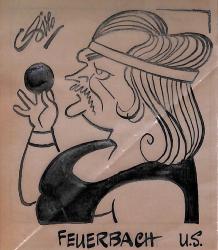 Caricature originale d'Al FEUERBACH (USA) Athlétisme