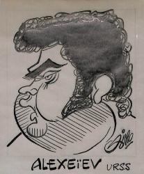 Caricature originale de Vassili ALEXEI&#776;EV (URSS)