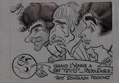 CARICATURE ORIGINALE DE BATS, SZARMACH ET FERRERI (AUXERRE)