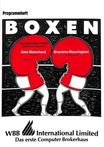 PROGRAMME OFFICIEL DU CHAMPIONNAT D'EUROPE ENTRE BLANCHARD ET ROCCHIGIANI LE 13 SEPTEMBRE 1991