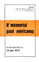 PROGRAMME OFFICIEL ATHLÉTISME 8E MÉMORIAL PAUL MÉRICAMP 1973