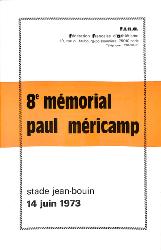 PROGRAMME OFFICIEL ATHLÉTISME 8E MÉMORIAL PAUL MÉRICAMP 1973