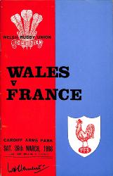 PROGRAMME OFFICIEL DU MATCH PAYS DE GALLES VS FRANCE DU 26 MARS 1966