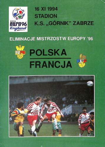 PROGRAMME OFFICIEL DU MATCH POLOGNE VS FRANCE DU 16 NOVEMBRE 1994