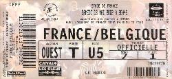 Billet entier France vs Belgique du 18 mai 2002