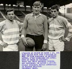 PHOTO ORIGINALE DE PRESSE D'ARNAUDET, SPANGHERO, HALCAREN AVEC L'ÉQUIPE DE FRANCE ANNÉES 60