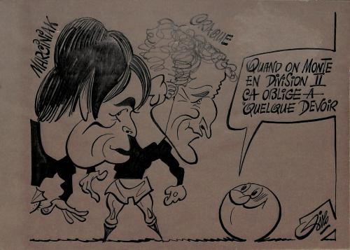 CARICATURE ORIGINALE DE MARCINIAK ET CRAQUE (JGA NEVERS)