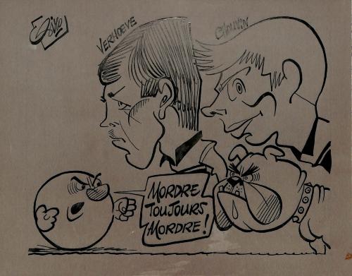CARICATURE ORIGINALE DE VERHOEVE ET CHOUVIN (LILLE/HAZEBROUCK)
