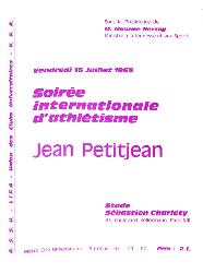 PROGRAMME OFFICIEL SOIRÉE INTERNATIONALE ATHLÉTISME 1965