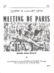 PROGRAMME OFFICIEL MEETING DE PARIS ATHLÉTISME 1975