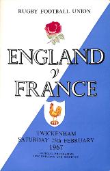 PROGRAMME OFFICIEL DU MATCH ANGLETERRE VS FRANCE DU 25 FÉVRIER 1967
