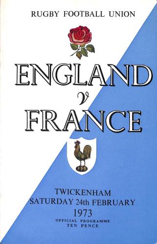 PROGRAMME OFFICIEL DU MATCH ANGLETERRE VS FRANCE DU 24 FÉVRIER 1973