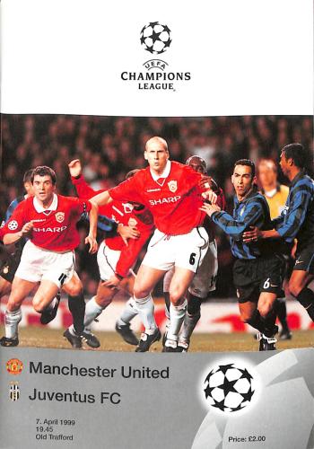 PROGRAMME OFFICIEL CHAMPIONS LEAGUE MANCHESTER UNITED VS JUVENTUS DE TURIN DU 7 AVRIL 1999