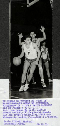 PHOTO ORIGINALE DE PRESSE DE G. MAYEUR (BAGNOLET) EN FINALE DU TOURNOI DE PARIS LE 29 NOVEMBRE 1963