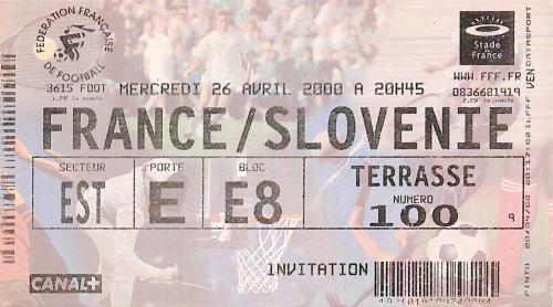 Billet France vs Slovénie du 26 avril 2000