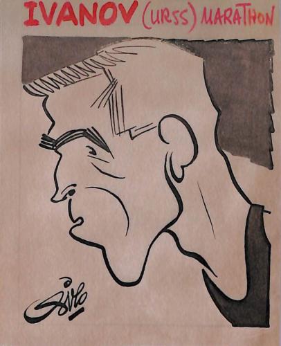 Caricature originale de Leonid IVANOV (URSS) Athlétisme