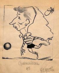 CARICATURE ORIGINALE D'ALBERT GUDMUNDSSON (RC PARIS)