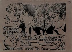 CARICATURE ORIGINALE DE KNOLL, TERRAS, DIA ET DEGOUY (CREIL)
