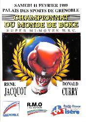 PROGRAMME OFFICIEL DU CHAMPIONNAT DU MONDE ENTRE JACQUOT ET CURRY LE 11 FÉVRIER 1989