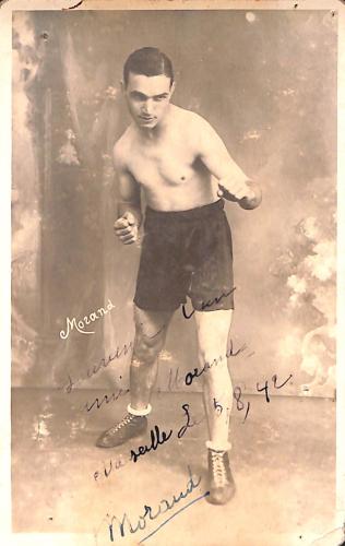 Carte photo dédicacée par Joseph Morand.