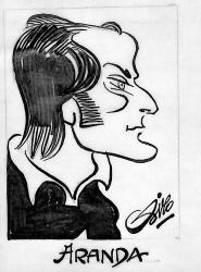 CARICATURE ORIGINALE D'ARANDA (BARCELONE B, SPORTING GIJON)
