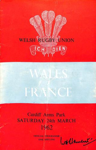 Programme officiel du match Pays de Galles vs France du 24 mars 1962