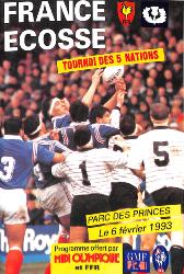 Programme officiel VIP du match France vs Écosse du 6 février 1993