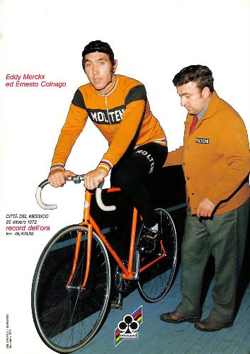 PHOTO PUBLICITAIRE D'EDDY MERCKX ET ERNESTO COLNAGO 1972