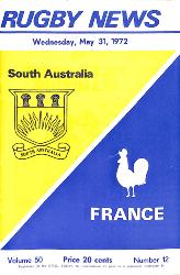 PROGRAMME OFFICIEL DU MATCH SOUTH AUSTRALIA VS FRANCE DU 31 MAI 1972