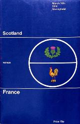 PROGRAMME OFFICIEL DU MATCH ÉCOSSE VS FRANCE DU 16 MARS 1974