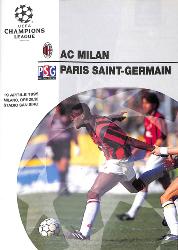 PROGRAMME OFFICIEL CHAMPIONS LEAGUE AC MILAN VS PARIS SAINT-GERMAIN DU 19 AVRIL 1995