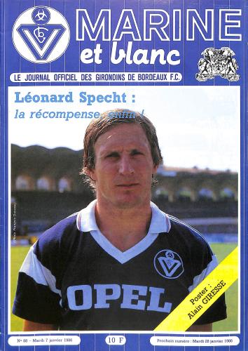 Journal officiel des Girondins de Bordeaux F.C. N°88 du 7 janvier 1986