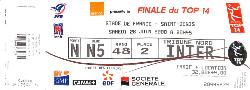 BILLET ENTIER FINALE CHAMPIONNAT DE FRANCE 2008 DE RUGBY