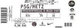 BILLET ENTIER PSG VS METZ DU 23 JANVIER 2008