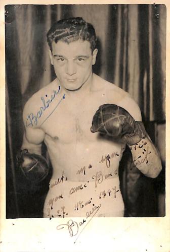 Carte photo dédicacée par Marcel Barbier.