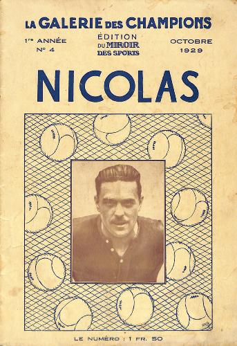 REVUE LA GALERIE DES CHAMPIONS N°4 D'OCTOBRE 1929 SUR NICOLAS