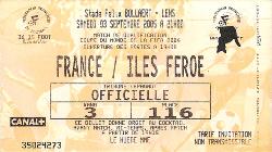 Billet France vs Iles Féroé du 3 septembre 2005